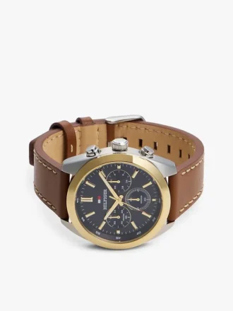 40 mm chronograafhorloge met leren band