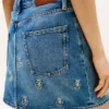 Allover Crest denim minirok met hoge taille Allover Crest denim minirok met hoge taille