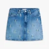 Allover Crest denim minirok met hoge taille Allover Crest denim minirok met hoge taille