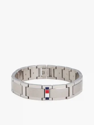 Armband met platte schakels en streepjesaccent Armband met platte schakels en streepjesaccent