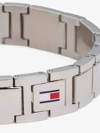 Armband met platte schakels en streepjesaccent Armband met platte schakels en streepjesaccent
