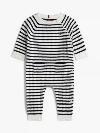 Baby’s overall met gestreepte kabelbreisels
