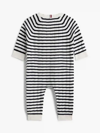 Baby’s overall met gestreepte kabelbreisels