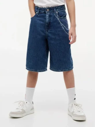 Baggy denim shorts met graffitiprint voor kinderen