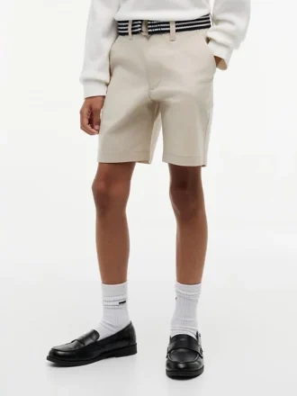 Baggy stretch chino-short met riem voor kinderen