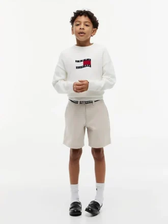 Baggy stretch chino-short met riem voor kinderen