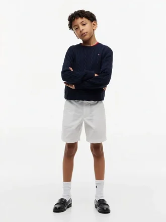 Baggy stretch chino-short met riem voor kinderen