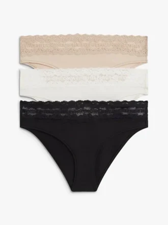 Bikinibroekje met kanten rand, 3-pack
