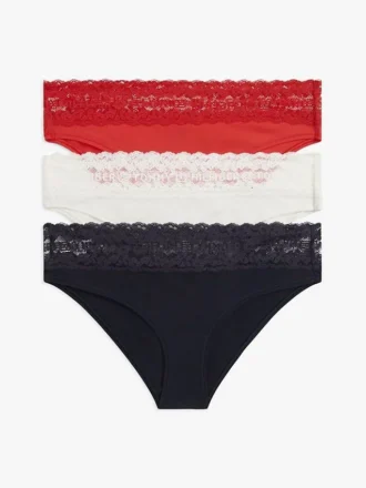 Bikinibroekje met kanten rand, 3-pack