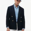 Blazer van katoen-wolmix met textuur Blazer van katoen-wolmix met textuur