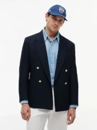 Blazer van katoen-wolmix met textuur