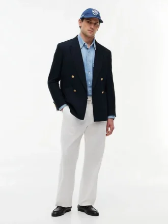 Blazer van katoen-wolmix met textuur