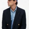 Blazer van katoen-wolmix met textuur Blazer van katoen-wolmix met textuur
