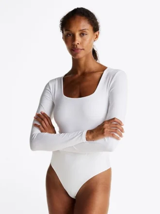 Bodysuit met vierkante hals en lange mouwen