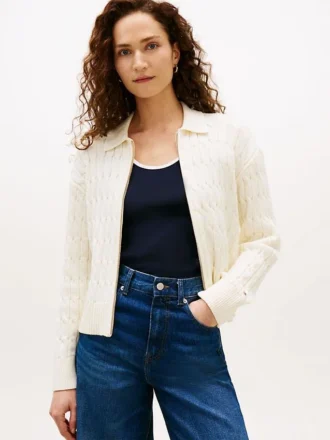 Boxy Fit kabelgebreid vest met rits