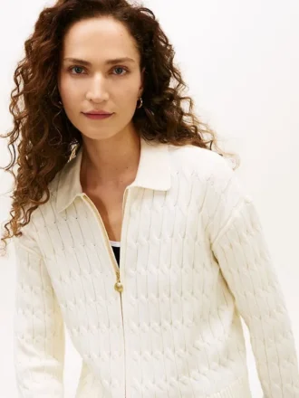 Boxy Fit kabelgebreid vest met rits