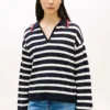 Bretonse streepjes-pointelle sweaterpolo Bretonse streepjes-pointelle sweaterpolo