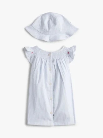 Cadeauset met gestreepte jurk en hoed voor baby’s