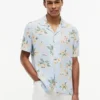 Camp-shirt met bloemenprint van linnenmix, normale pasvorm Camp-shirt met bloemenprint van linnenmix, normale pasvorm