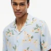 Camp-shirt met bloemenprint van linnenmix, normale pasvorm Camp-shirt met bloemenprint van linnenmix, normale pasvorm