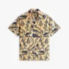 Camp-shirt met palmbladprint en papierachtige textuur Camp-shirt met palmbladprint en papierachtige textuur