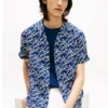Camp-shirt van linnen met all-over scriptmonogram Camp-shirt van linnen met all-over scriptmonogram