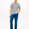 Camp-shirt van linnen met all-over scriptmonogram Camp-shirt van linnen met all-over scriptmonogram