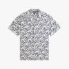 Camp-shirt van linnen met all-over scriptmonogram Camp-shirt van linnen met all-over scriptmonogram