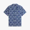Camp-shirt van linnen met all-over scriptmonogram Camp-shirt van linnen met all-over scriptmonogram