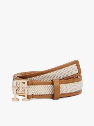 Canvas riem met logo-gesp en contrasterende rand