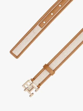 Canvas riem met logo-gesp en contrasterende rand