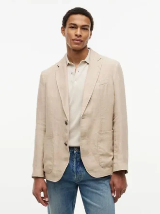 Casual blazer van geverfd linnen