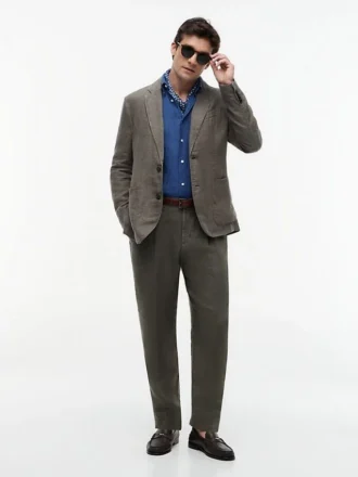 Casual blazer van geverfd linnen