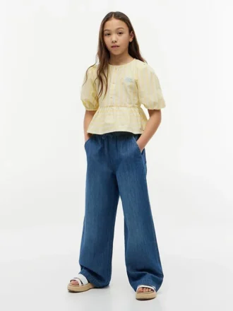 Chambray-broek met wijde pijpen voor kinderen