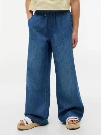 Chambray-broek met wijde pijpen voor kinderen