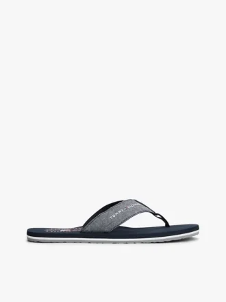 Chambray linnen teenslippers