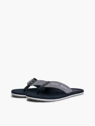 Chambray linnen teenslippers