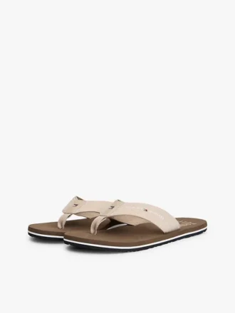 Chambray linnen teenslippers