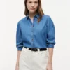 Chambray-overhemd met pofmouwen Chambray-overhemd met pofmouwen