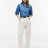 Chambray-overhemd met pofmouwen Chambray-overhemd met pofmouwen