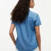 Chambray-overhemd met pofmouwen Chambray-overhemd met pofmouwen
