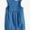 Chambray-shortall met ruches voor baby’s Chambray-shortall met ruches voor baby’s