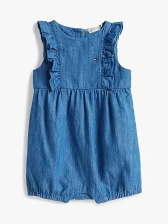 Chambray-shortall met ruches voor baby’s
