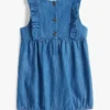 Chambray-shortall met ruches voor baby’s Chambray-shortall met ruches voor baby’s