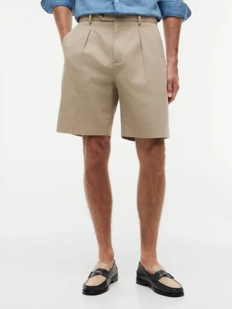 Chino-short van katoen-linnenmix met relaxte pasvorm