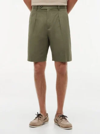 Chino-short van katoen-linnenmix met relaxte pasvorm