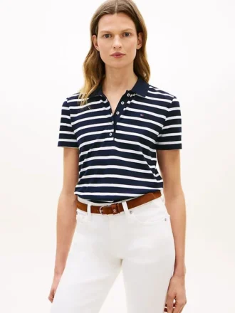 Classic Fit gestreepte stretchpiqué polo