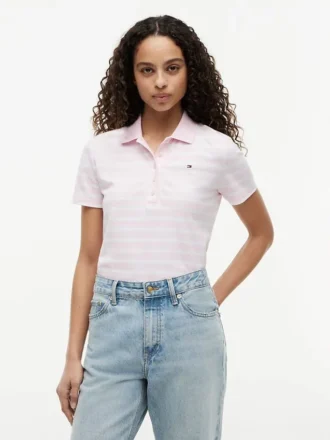 Classic Fit gestreepte stretchpiqué polo