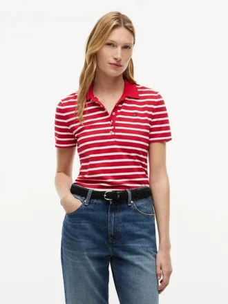 Classic Fit gestreepte stretchpiqué polo