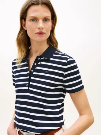 Classic Fit gestreepte stretchpiqué polo